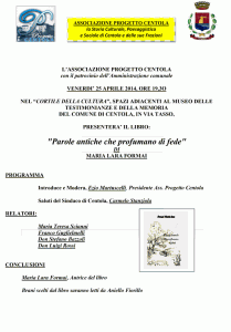  "Parole antiche che profumano di Fede" (Maria Lara Formai) locandina presentazione